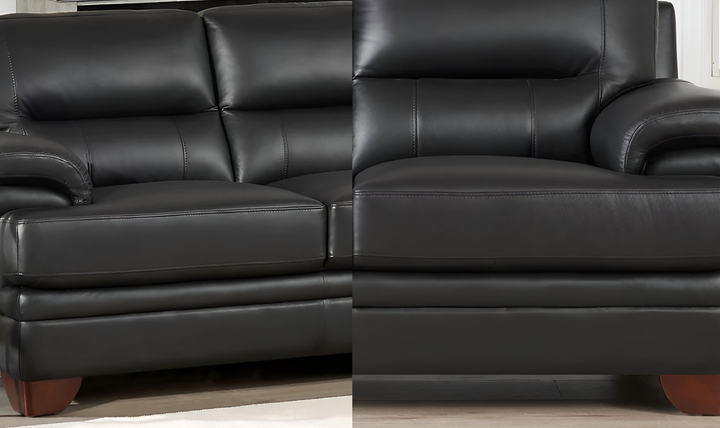 Luxor 2-Seater Leather Loveseat With Cushion Arms