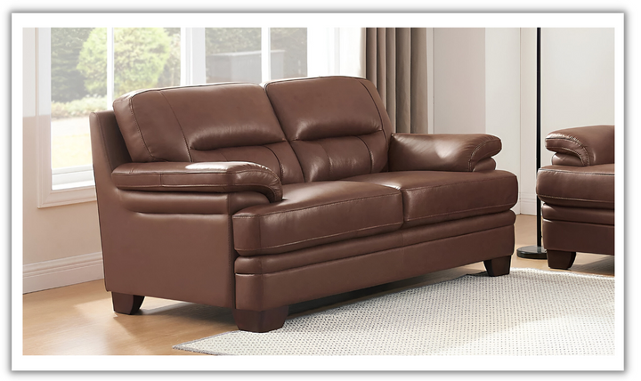 Luxor 2-Seater Leather Loveseat With Cushion Arms