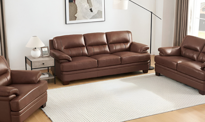 Luxor 3-Seater Leather Sofa With Cushion Arms-Jennifer Furniture