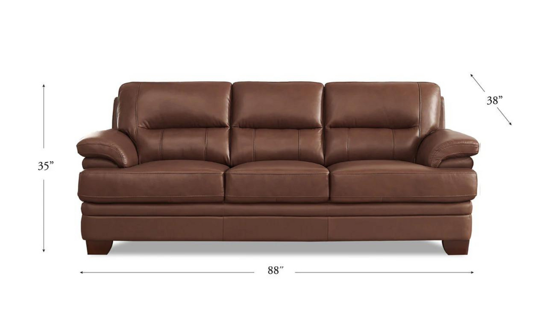 Luxor 3-Seater Leather Sofa With Cushion Arms-Jennifer Furniture