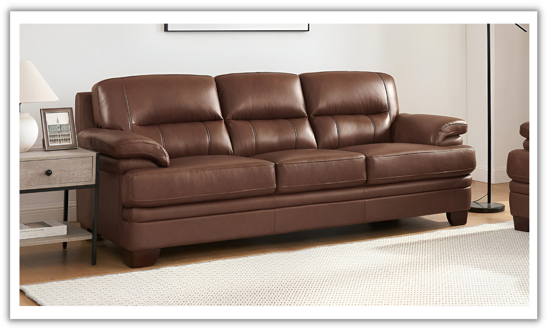 Luxor 3-Seater Leather Sofa With Cushion Arms-Jennifer Furniture