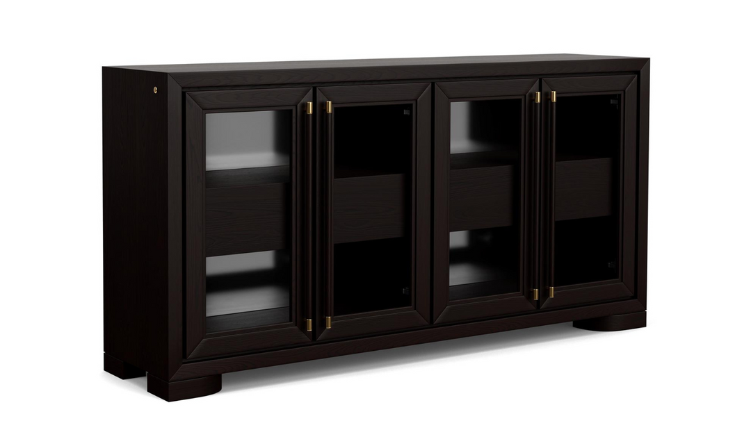 Riverside Lydia Display Sideboard with 2 Drawers in Black