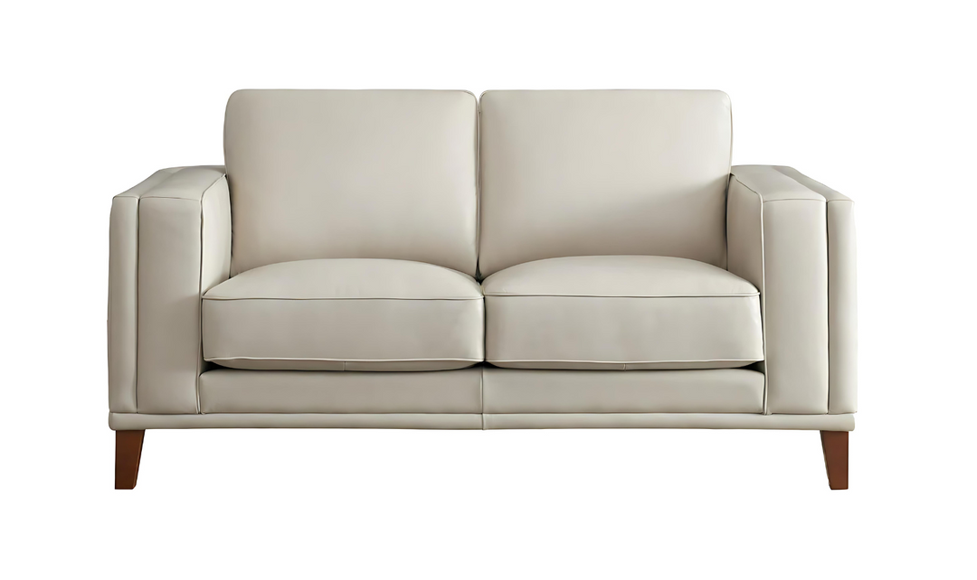 Lyon 2-Seater Leather Loveseat In White-Jennifer Furniture