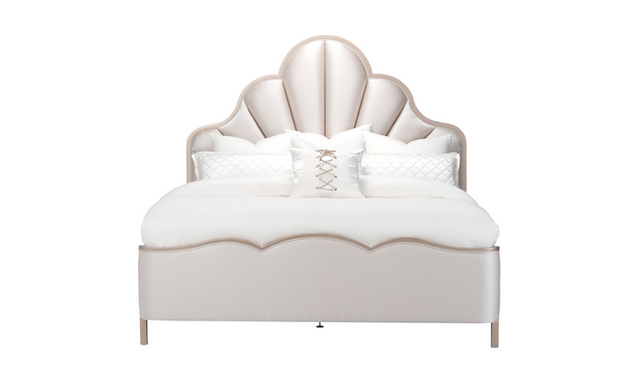 MALIBU CREST QUEEN SCALLOPED PANEL BED - CHARDONNAY-jennifer furniture