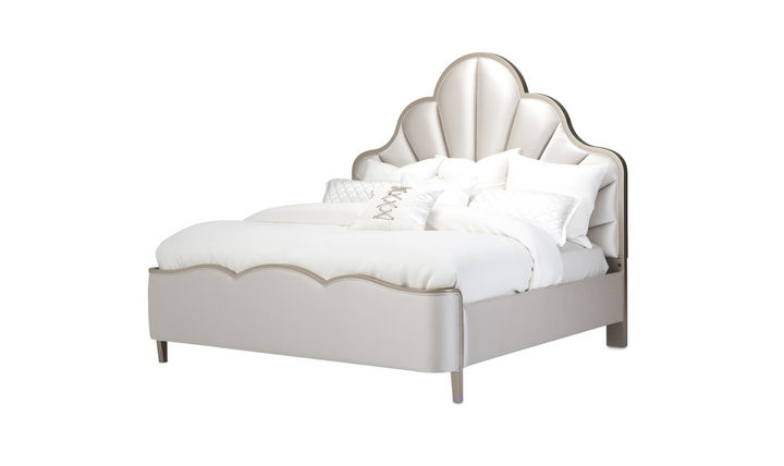 MALIBU CREST QUEEN SCALLOPED PANEL BED - CHARDONNAY-jennifer furniture