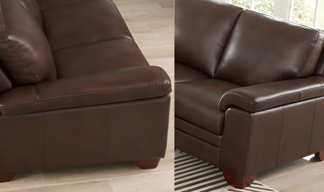 Magnum 2-Seater Leather Loveseat With Wooden Legs-Jennifer Furniture