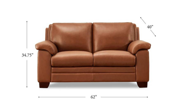 Magnum 2-Seater Leather Loveseat With Wooden Legs-Jennifer Furniture