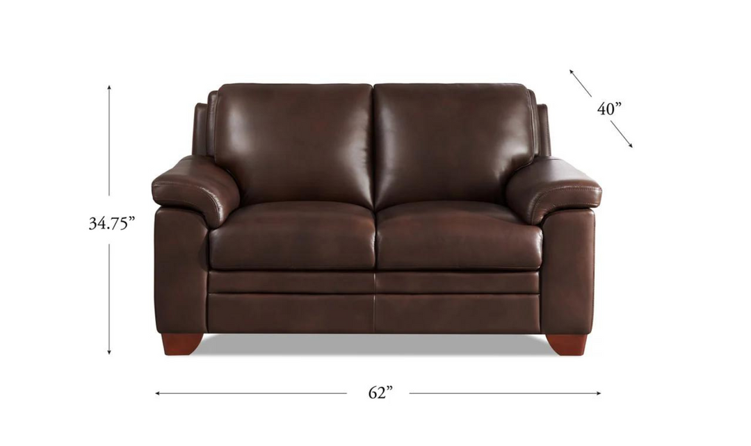 Magnum 2-Seater Leather Loveseat With Wooden Legs-Jennifer Furniture