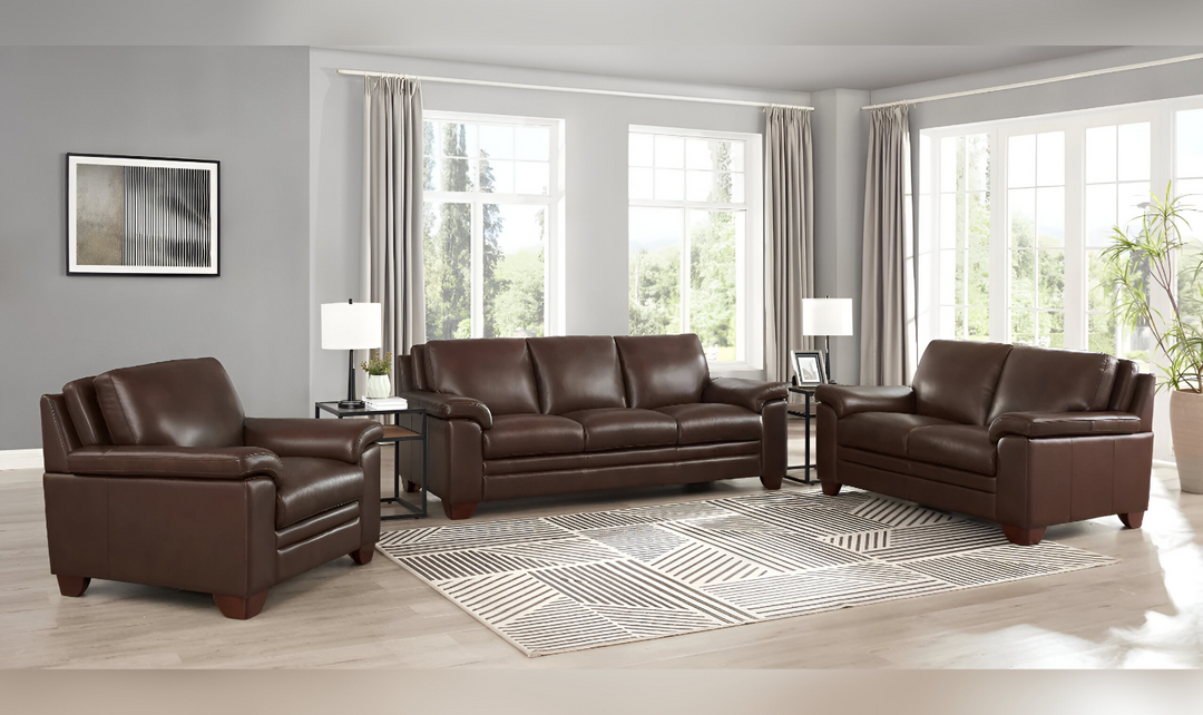 Magnum 2-Seater Leather Loveseat With Wooden Legs-Jennifer Furniture