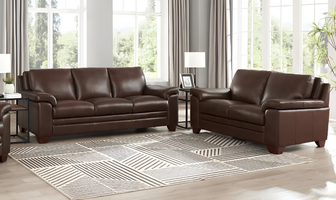 Magnum Leather Living Room Set With Wooden Legs