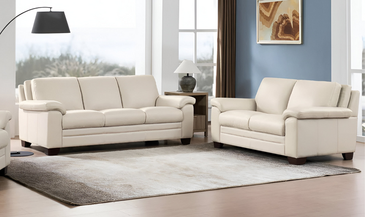 Magnum Leather Living Room Set With Wooden Legs