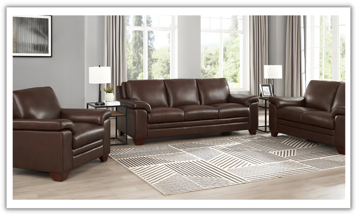 Magnum Leather Living Room Set With Wooden Legs