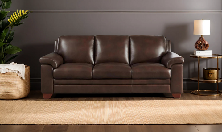 Magnum 3-Seater Leather Sofa With Wooden Legs-Jennifer Furniture