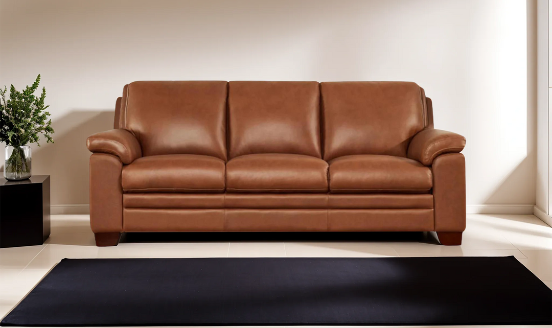 Magnum 3-Seater Leather Sofa With Wooden Legs-Jennifer Furniture