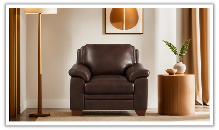 Magnum Leather Chair With Wooden Legs-Jennifer Furniture