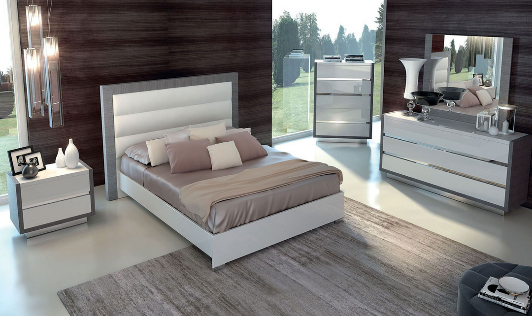 ESF Mangano 5-piece Bedroom Set in High Gloss White Finish