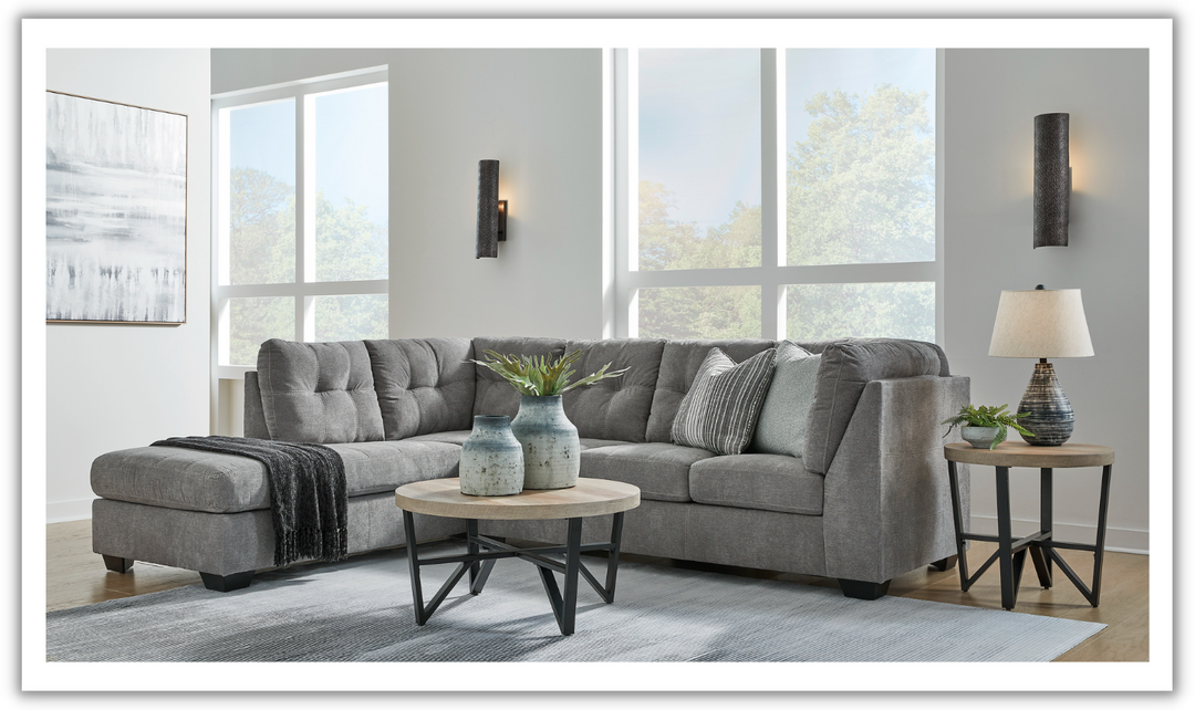 Marleton 2-Piece Tufted Fabric Sectional with Chaise-Jennifer Furniture