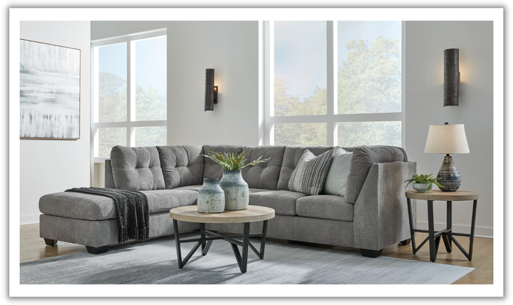 Marleton 2-Piece Tufted Fabric Sectional with Chaise-Jennifer Furniture