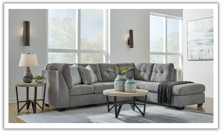 Modern Heritage Marleton 2-Piece Tufted Fabric Sectional with Chaise