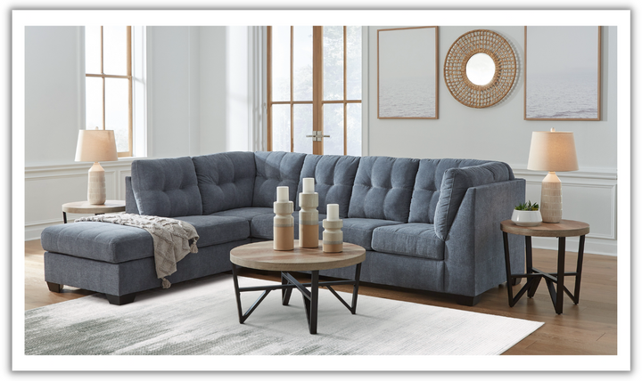 Modern Heritage Marleton 2-Piece Tufted Fabric Sectional with Chaise