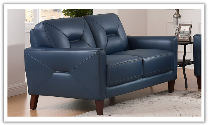 Mavis 2-Seater Leather Loveseat With Track Arms-Jennifer Furniture