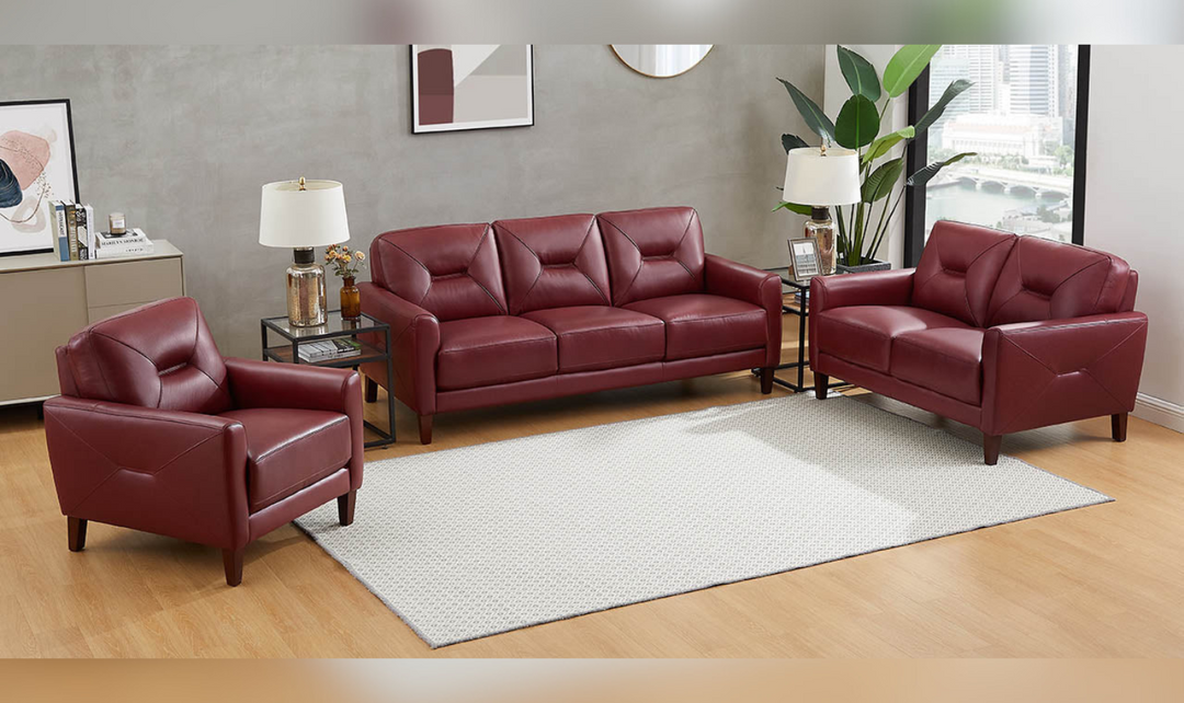 Mavis 2-Seater Leather Loveseat With Track Arms-Jennifer Furniture