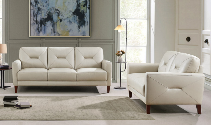 Mavis 2-Seater Leather Loveseat With Track Arms-Jennifer Furniture