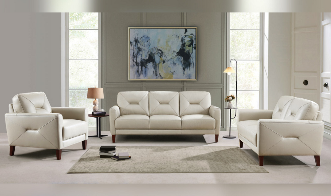 Mavis 3-Seater Leather Sofa With Track Arms