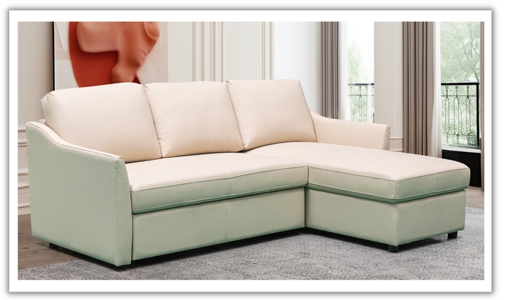 Merax L-Shape Full Sleeper Sectional Sofa with Storage Reversible Chaise in Ivory