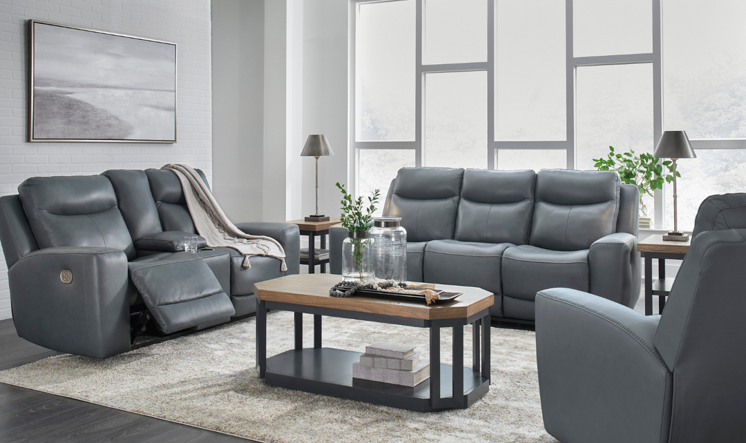 Mindanao Leather Power Recliner Living Room Set