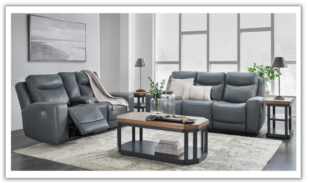 Mindanao Leather Power Recliner Living Room Set