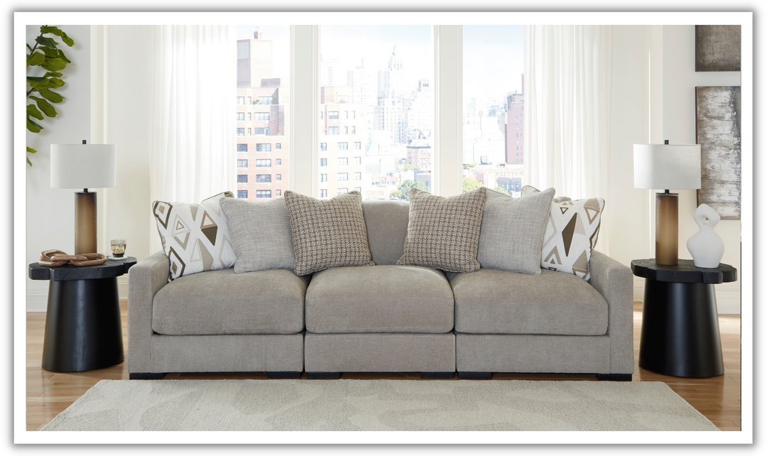 Modern Heritage Aslan Court Pebble Gray Fabric 3-Piece Sofa