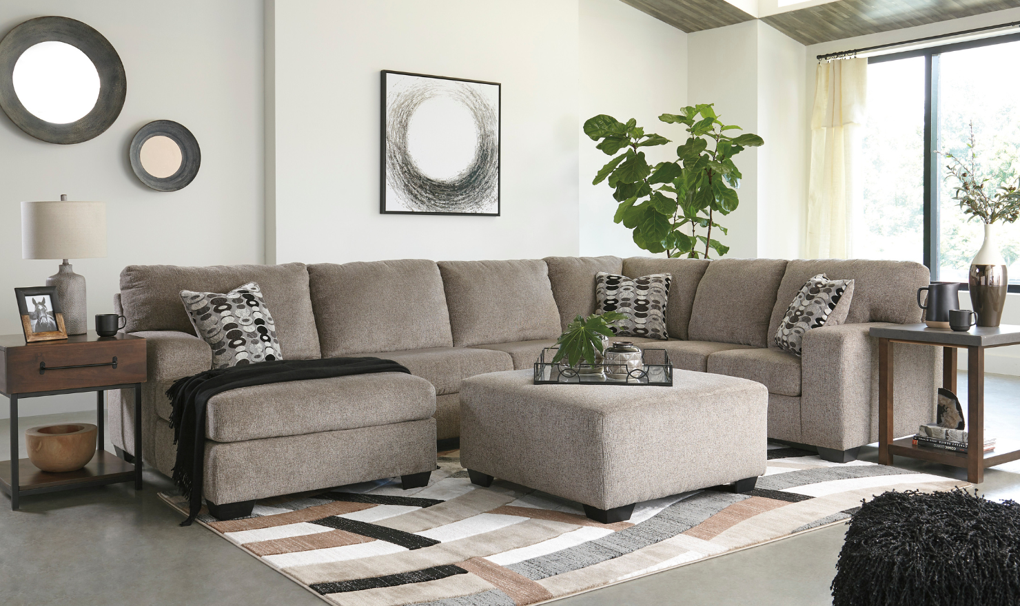 Modern Heritage Ballinasloe Fabric 3-Pieces U-Shaped Sectional Sofa-Jennifer Furniture