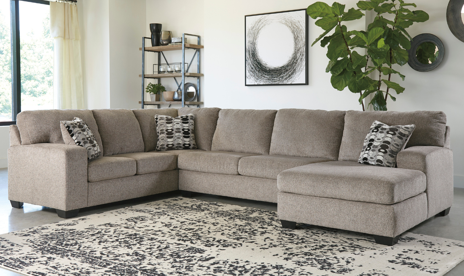 Modern Heritage Ballinasloe Fabric 3-Pieces U-Shaped Sectional Sofa-Jennifer Furniture