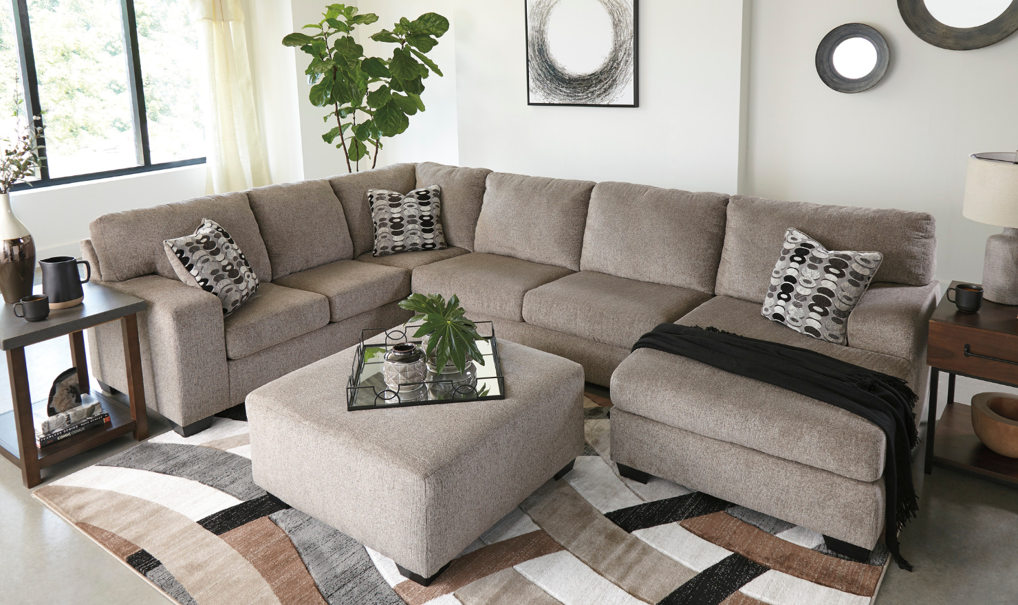 Modern Heritage Ballinasloe Fabric 3-Pieces U-Shaped Sectional Sofa-Jennifer Furniture