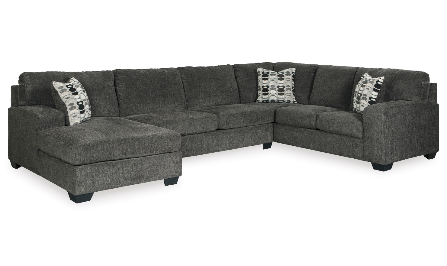 Modern Heritage Ballinasloe Fabric 3-Pieces U-Shaped Sectional Sofa-Jennifer Furniture