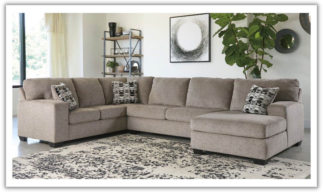 Modern Heritage Ballinasloe Fabric 3-Pieces U-Shaped Sectional Sofa-Jennifer Furniture