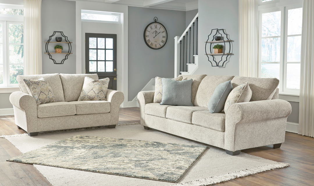 Ashley  Haisley 2-Piece Rolled Arms Living Room Set in Beige (Sofa + Loveseat)