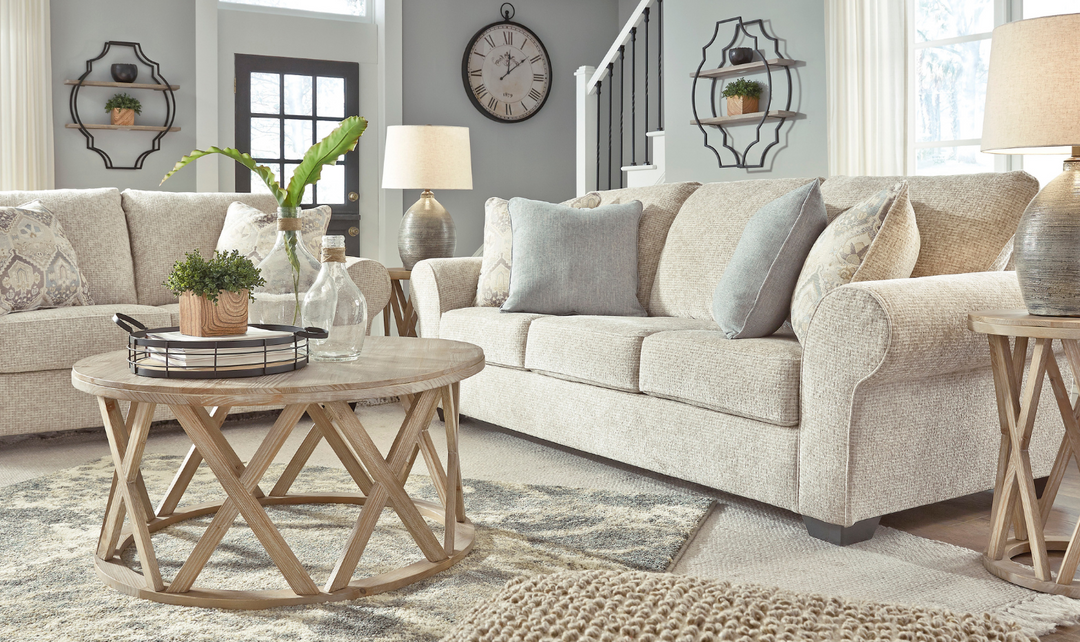 Ashley  Haisley 2-Piece Rolled Arms Living Room Set in Beige (Sofa + Loveseat)