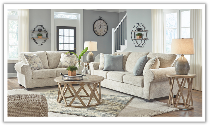 Ashley  Haisley 2-Piece Rolled Arms Living Room Set in Beige (Sofa + Loveseat)