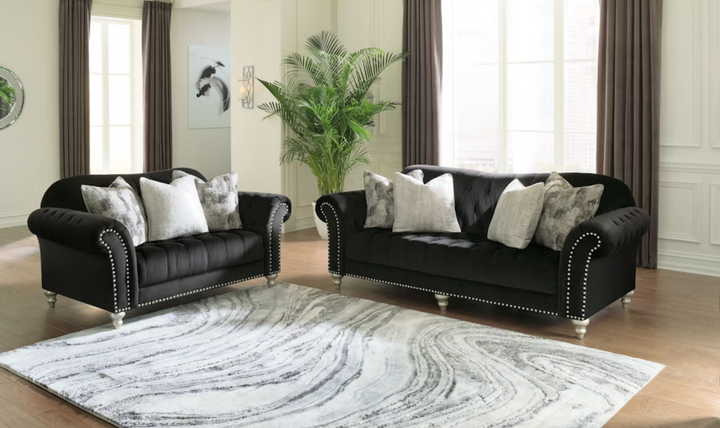 Ashley  Hariotte 2 Pieces Fabric Living Room Set in Black