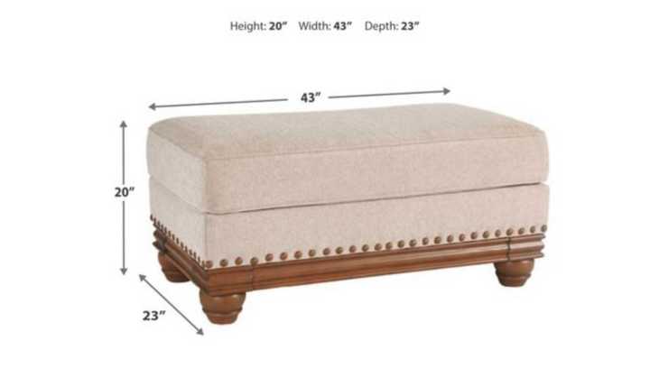 Modern Heritage Harleson Wheat Brown Fabric Ottoman with Nailhead Trim