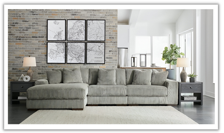 Ashley Lindyn 3-Piece Fabric Sectional with Chaise (RAF/LAF)