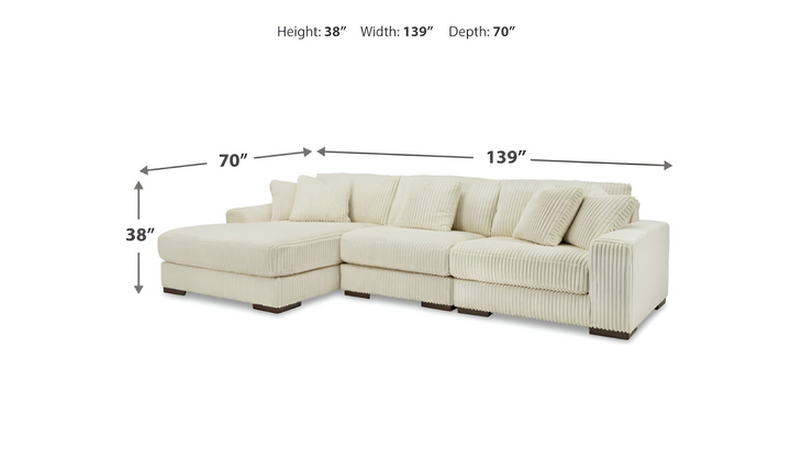 Modern Heritage Lindyn 3-Piece Fabric Sectional with Chaise (RAF/LAF)