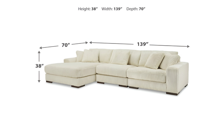 Ashley Lindyn 3-Piece Fabric Sectional with Chaise (RAF/LAF)