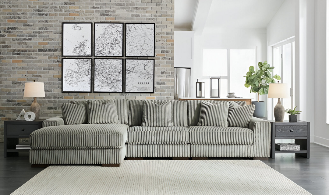 Ashley Lindyn 3-Piece Fabric Sectional with Chaise (RAF/LAF)