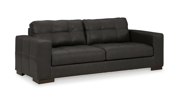 Ashley  Luigi 2-Seater Leather Sofa in Thunder Black