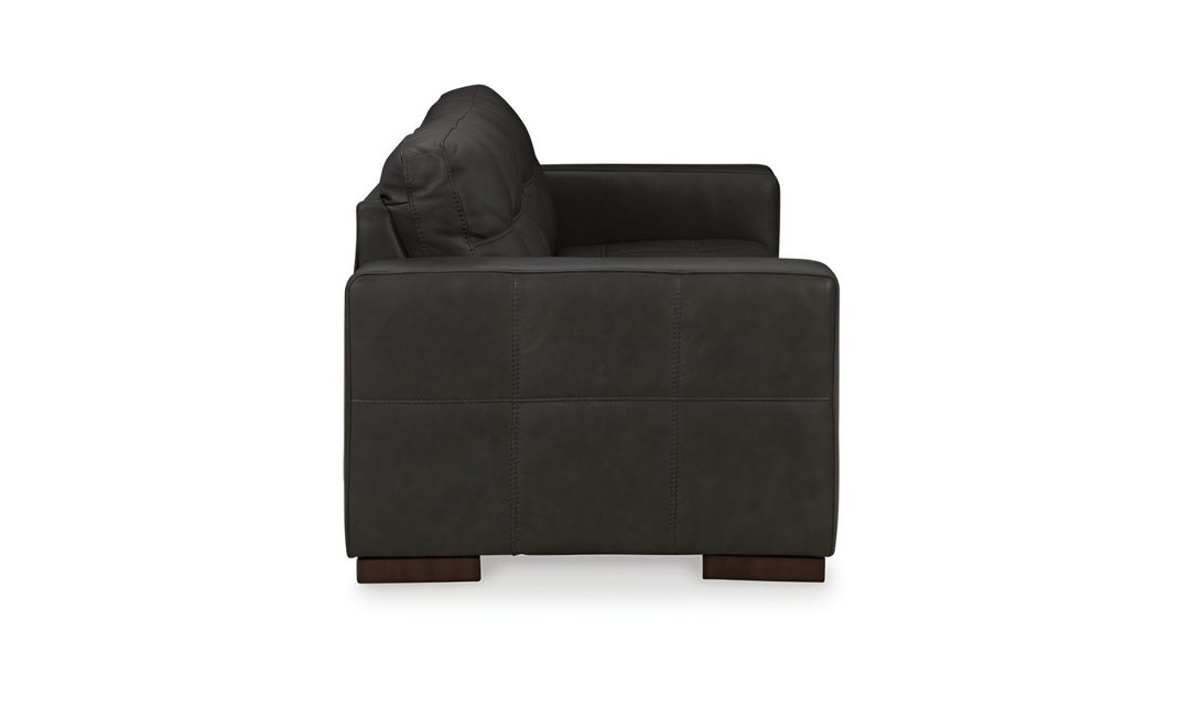 Ashley  Luigi 2-Seater Leather Sofa in Thunder Black