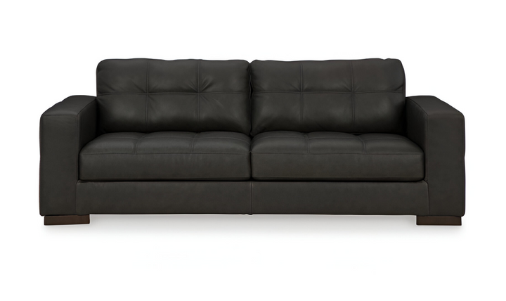 Modern Heritage Luigi 2-Seater Leather Sofa in Thunder Black