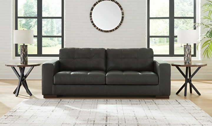 Ashley  Luigi 2-Seater Leather Sofa in Thunder Black